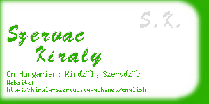 szervac kiraly business card